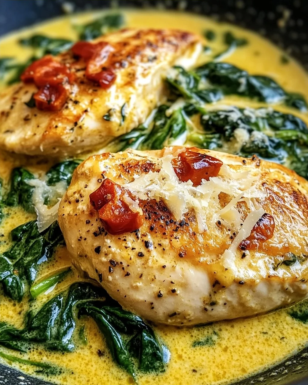 Spinat Parmesan Haehnchen