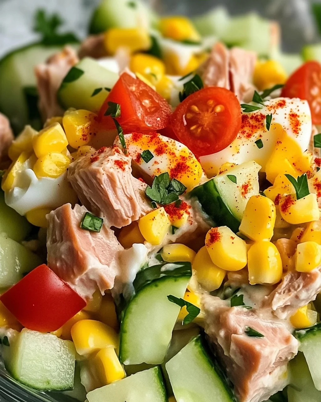 Thunfischsalat mit Ei und Gurke