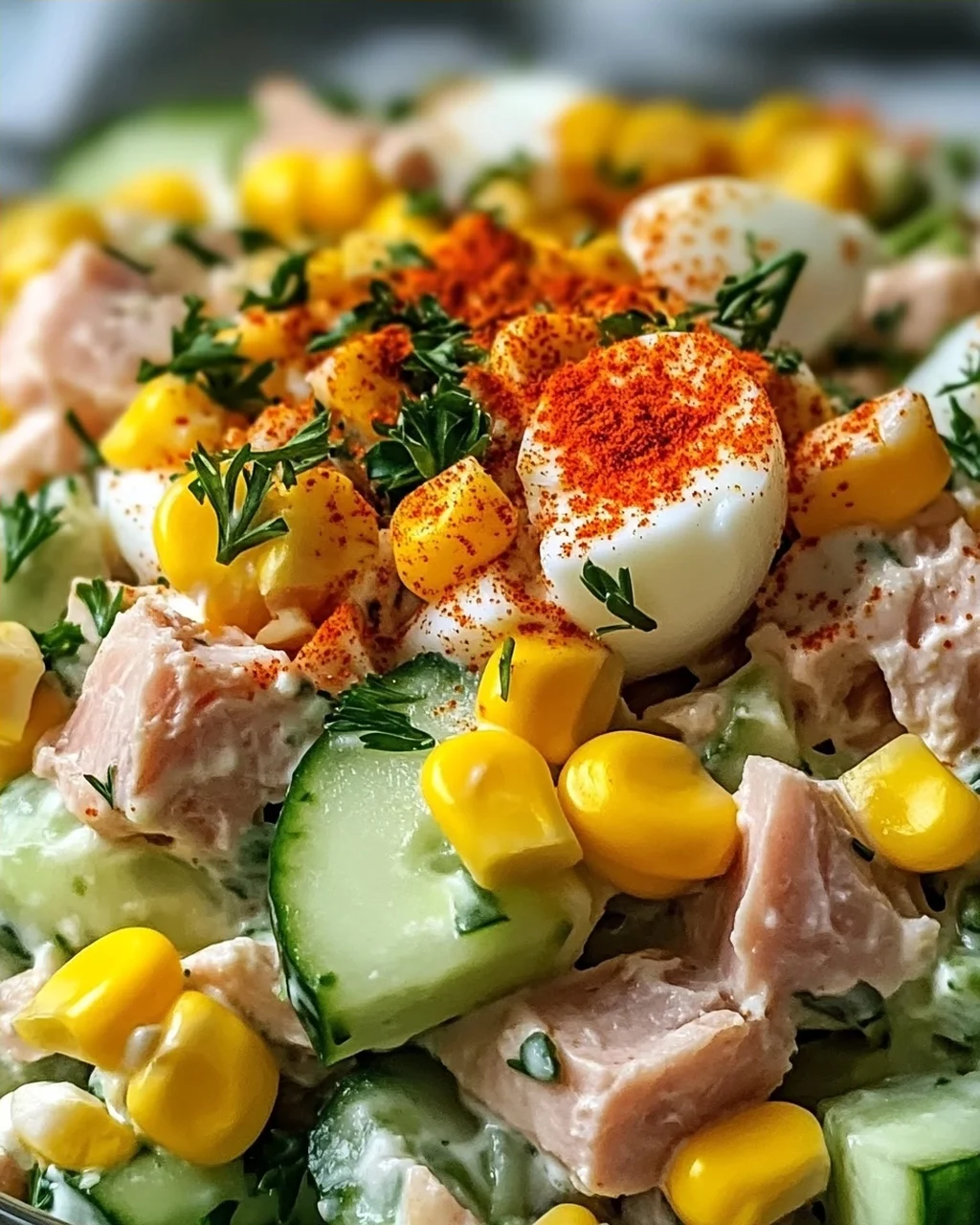 Thunfischsalat mit Ei und Gurke