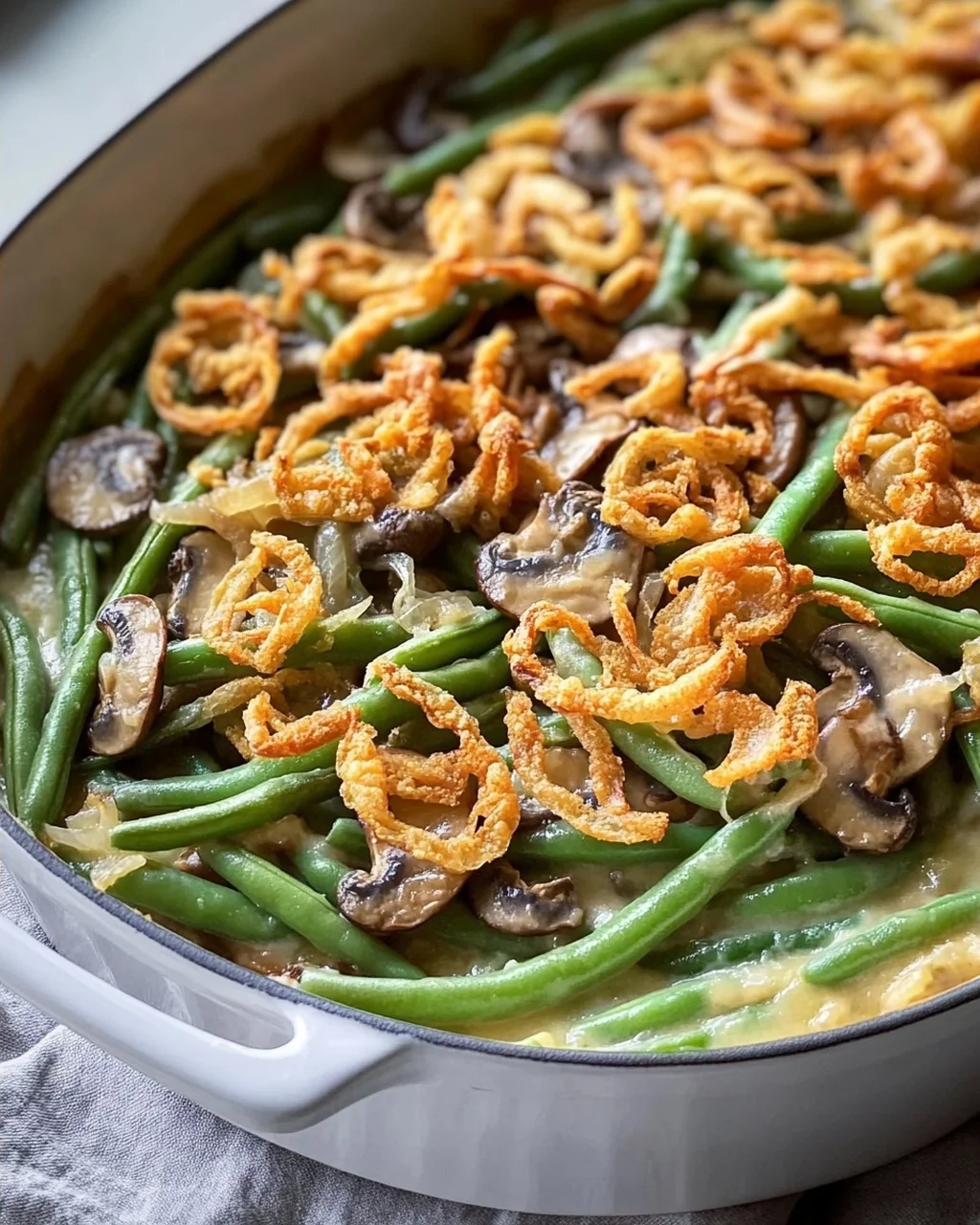 Vegane grüne Bohnenauflauf