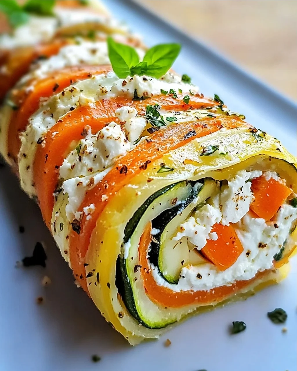 Vegetarische Gemüserolle mit Frischkäse und Feta genießen