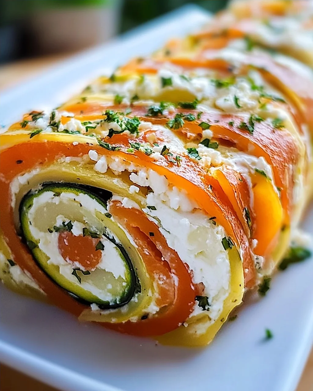 Vegetarische Gemüserolle mit Frischkäse und Feta genießen