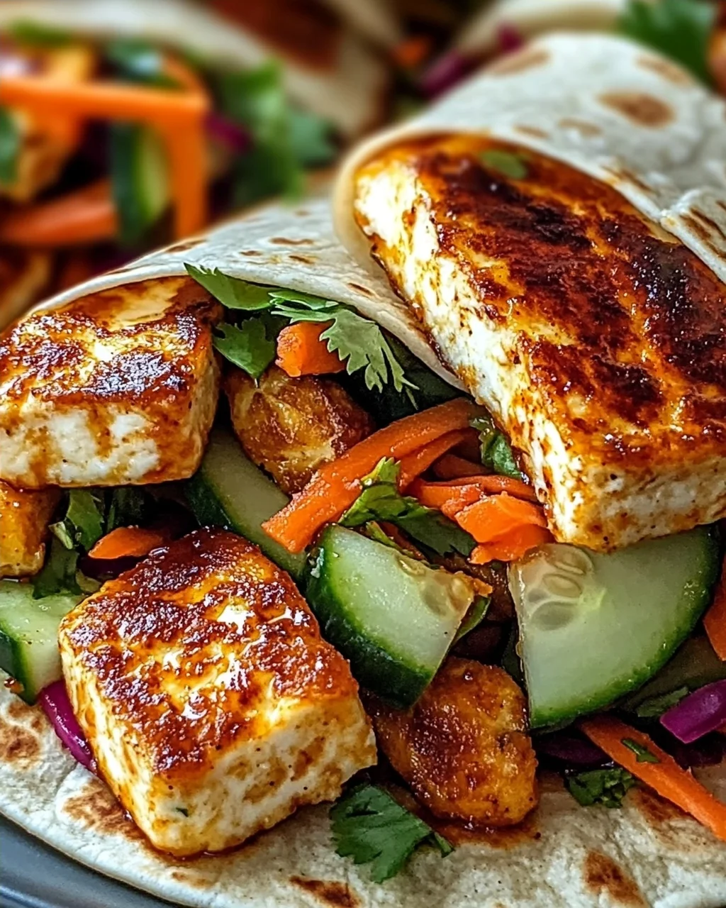 Vegetarische Süß-Chili-Halloumi-Wraps für deinen Genuss