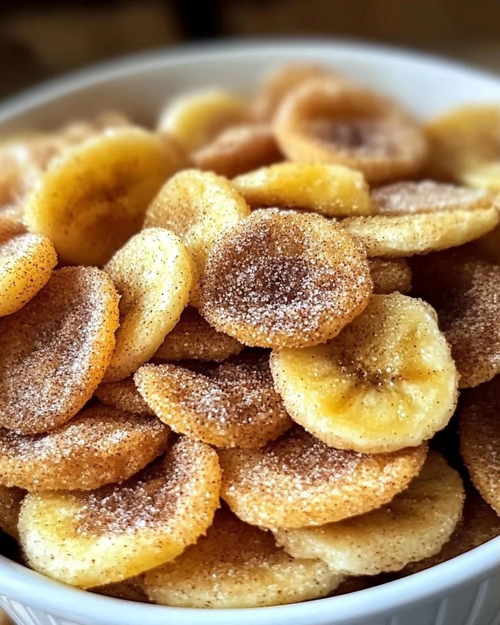 Zimt-Zucker-Luftfritteuse-Bananenchips für Snacks